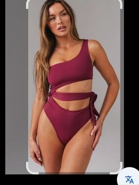 Purple High-Waisted Bikini Set with Sports Bra Top